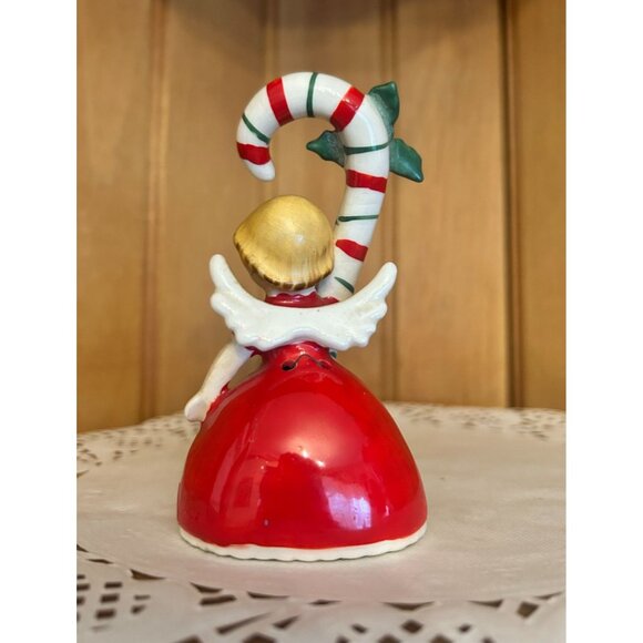 Vintage Napco Christmas Figurine Ceramic Angel Bell Candy Cane Girl - Picture 4 of 10